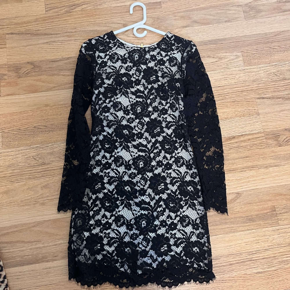 Theory Galician Marique Floral Lace Overlay Cocktail Dress Black Women's Size 6